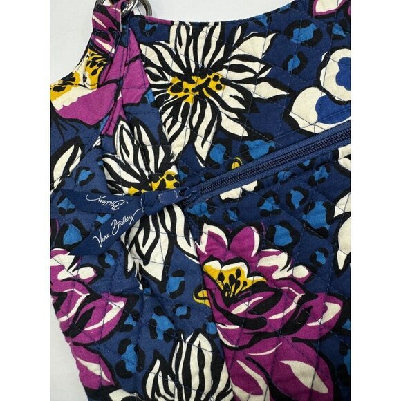 Vera Bradley Purse Shoulder Bag African Violet Pattern Quilted Blue - Picture 4 of 11
